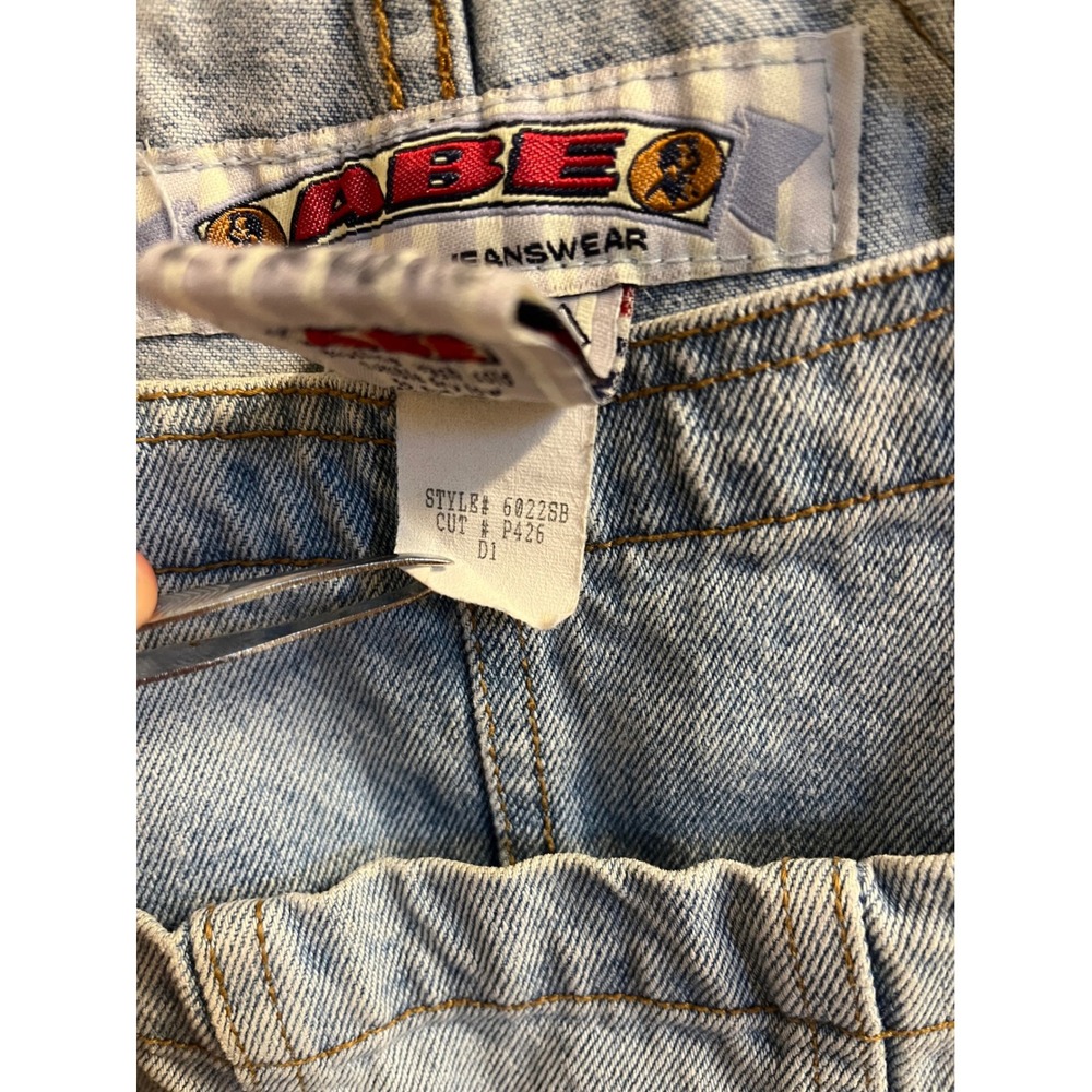 ABE Jeans Denim Shortalls Unisex Small Light Wash Vintage 90s Made in USA 4392 - Picture 10 of 13